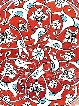 Akademik Onur Hediyesi, Mercan Rumi Motifli 30 cm İznik Çini Tabak - Çini Evi (1)