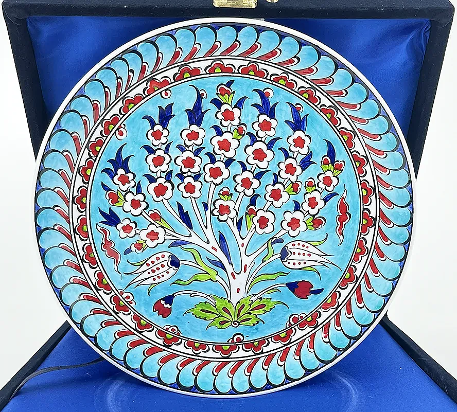 Akademisyene Teşekkür Hediyesi, Bereket Ağacı Motifli 25 cm İznik Çini Tabak - 1