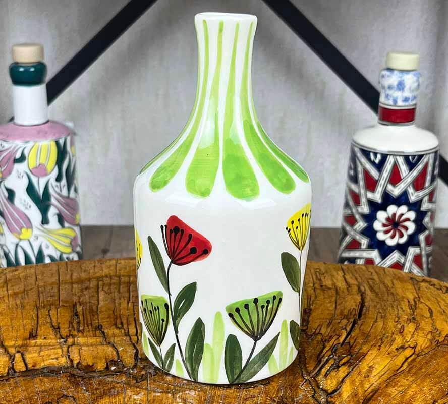 Renkli Çiçek Desenli El İşi Zeytinyağlık 410 ml - 1