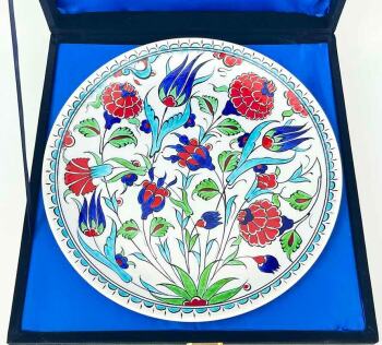 Bahar Bahçesi Lale ve Nar İznik Çini Tabak 25 cm | El İşi - 2
