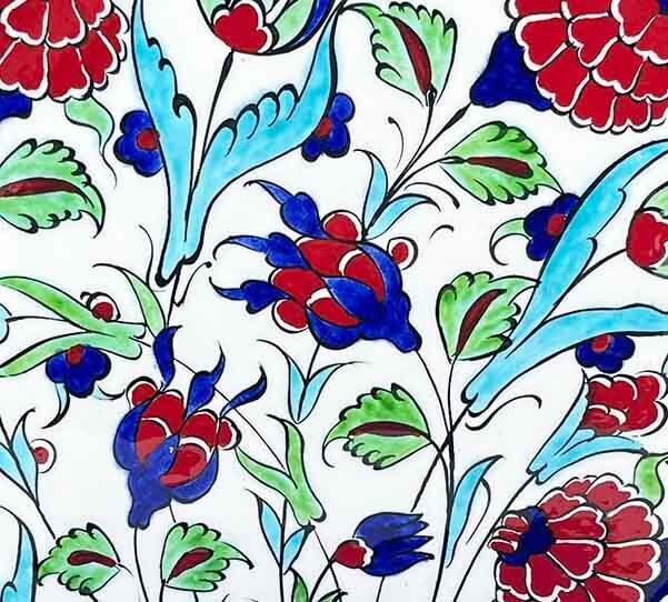 Bahar Bahçesi Lale ve Nar İznik Çini Tabak 25 cm | El İşi - 3