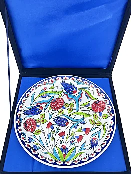 Belediye Başkanına Hediye, Lale ve Karanfil Bahçesi 25 cm İznik Çini Tabak - 3