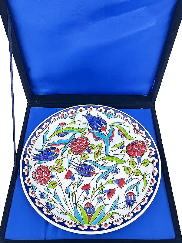 Belediye Başkanına Hediye, Lale ve Karanfil Bahçesi 25 cm İznik Çini Tabak - 3