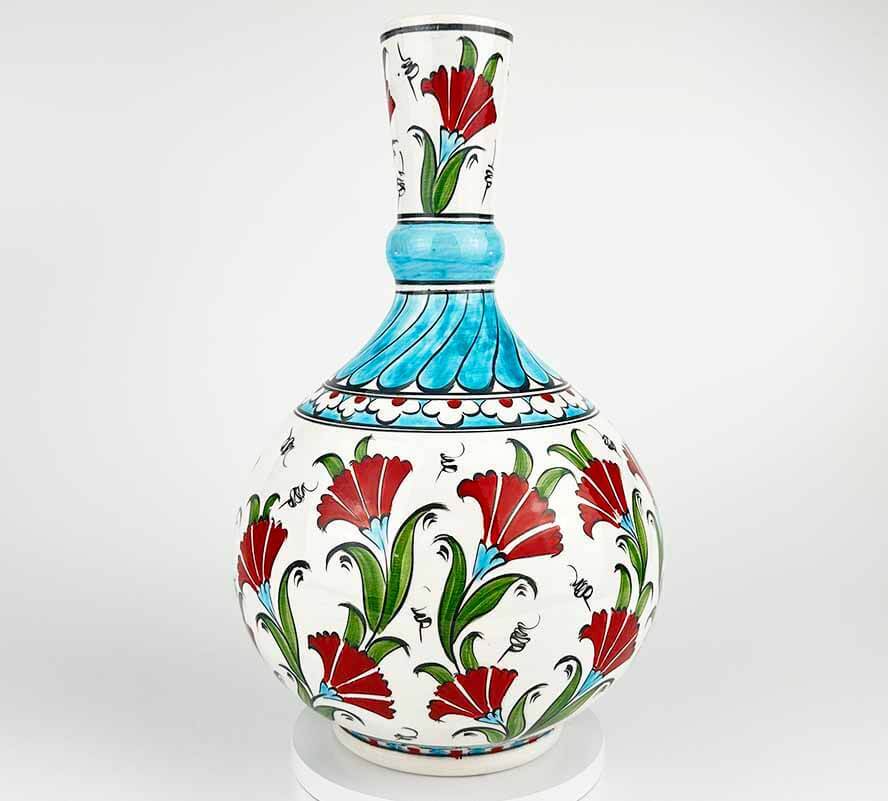 Belediye Başkanına Makam Hediyesi | Karanfil Motifli İznik Çini Vazo 30 cm - 1