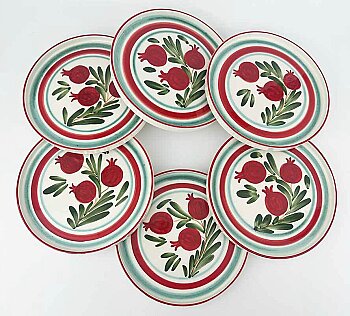 Bereket Narı 6’lı Seramik Servis Tabağı Seti 19 cm - Çini Evi