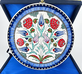 Bereket Narı ve Lale Motifli 30 cm İznik Çini Tabak - 1