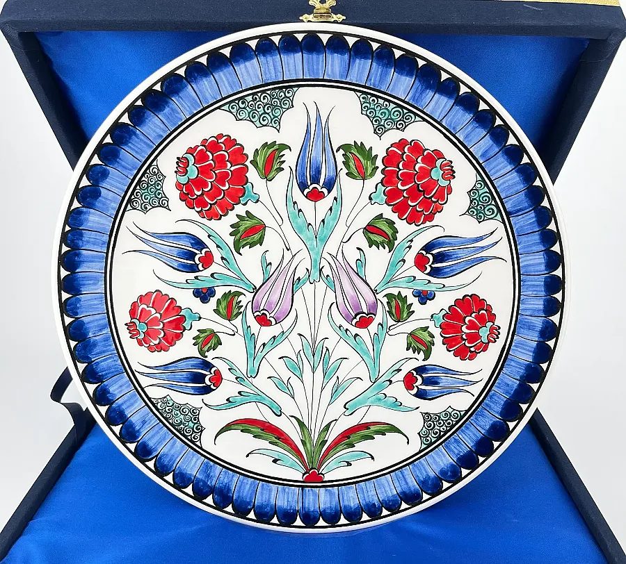 Bereket Narı ve Lale Motifli 30 cm İznik Çini Tabak - 1