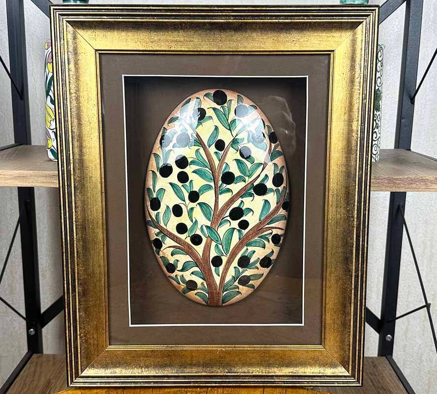 Bereketin Ağacı | Zeytin Motifli Paspartulu İznik Çini Duvar Süsü - 1