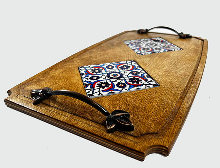 Bitkisel Motif Ahşap Tepsi - 2