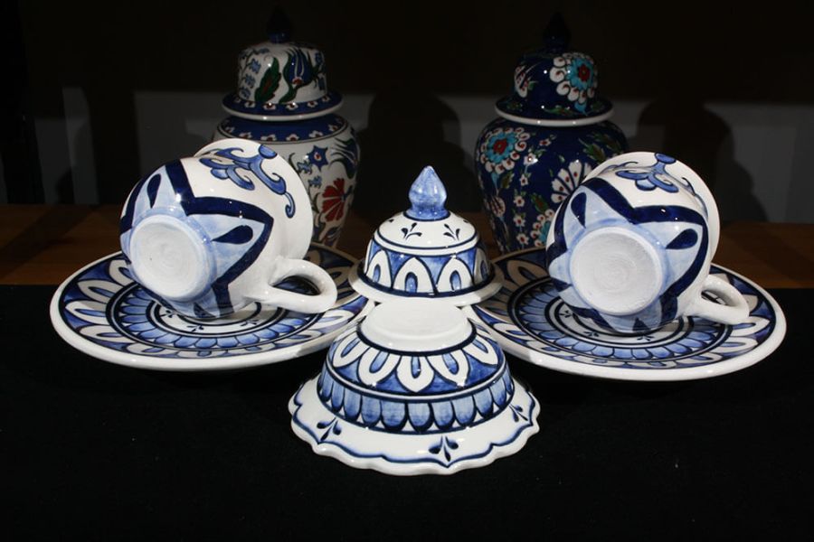 Blau-weißes Kaffee-Set für zwei Personen - 2