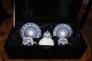 Blau-weißes Kaffee-Set für zwei Personen - 3