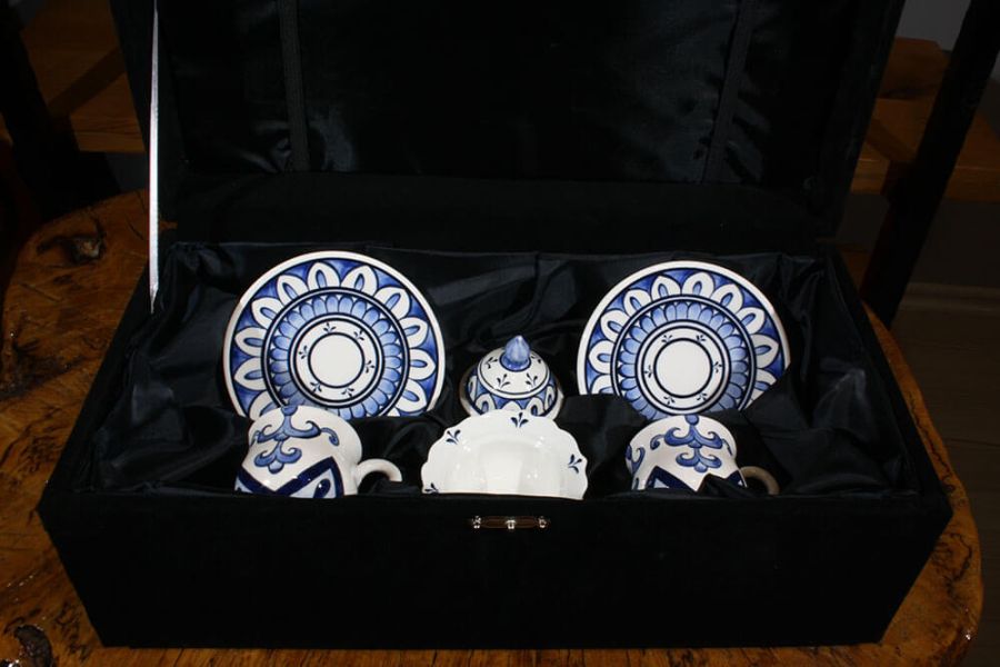 Blau-weißes Kaffee-Set für zwei Personen - 3