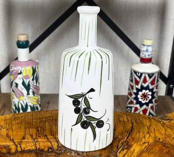 Bouteille à huile artisanale à motif de branche d’olivier méditerranéenne 550 ml - 2
