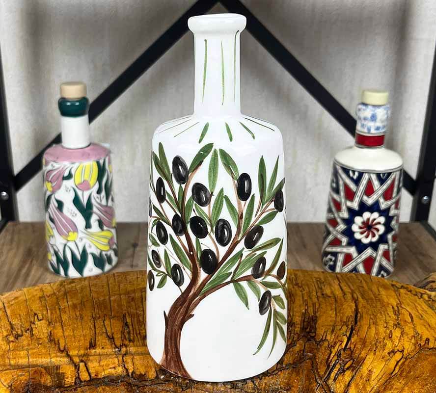 Bouteille de service artisanale à motif d’olivier 550 ml - 1