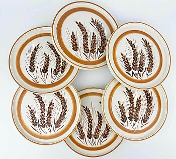 Buğday Başakları 6’lı Seramik Sunum Tabağı Seti 19 cm - Çini Evi