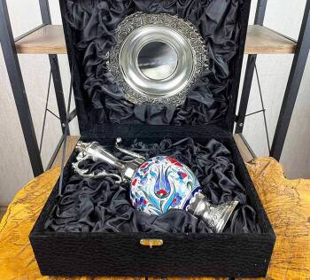 Çiçek Bahçesi İznik Çini İbrik ve Tabak - 2