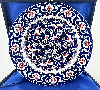 Cobalt Blue Rumi Iznik Ceramic Plate, 30 cm – VIP Corporate Gift - 1