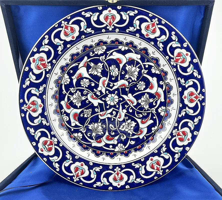 Cobalt Blue Rumi Iznik Ceramic Plate, 30 cm – VIP Corporate Gift - 1