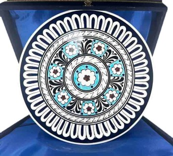 Devlet Kurumuna Hediye Millet İşi Motifli İznik Çini Tabak 30cm - Çini Evi