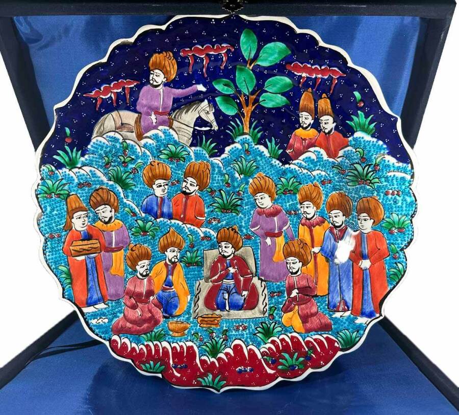 Devlet Yöneticisine Armağan – El Yapımı Minyatürlü İznik Çini Tabak (30 cm) - 1