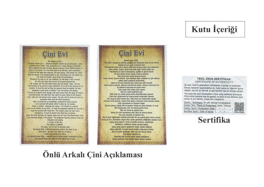 Diplomatik Hediye | Bordo Lale Motifli İznik Çini Vazo 30 cm - 4