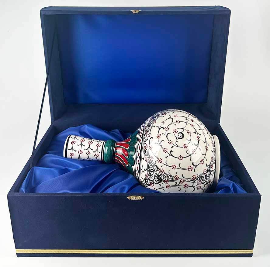 Diplomatik Hediye | Bordo Lale Motifli İznik Çini Vazo 30 cm - 3