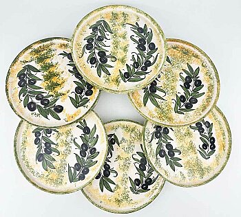 Ege Zeytinleri 6’lı Seramik Sunum Tabağı Seti 19 cm - Çini Evi
