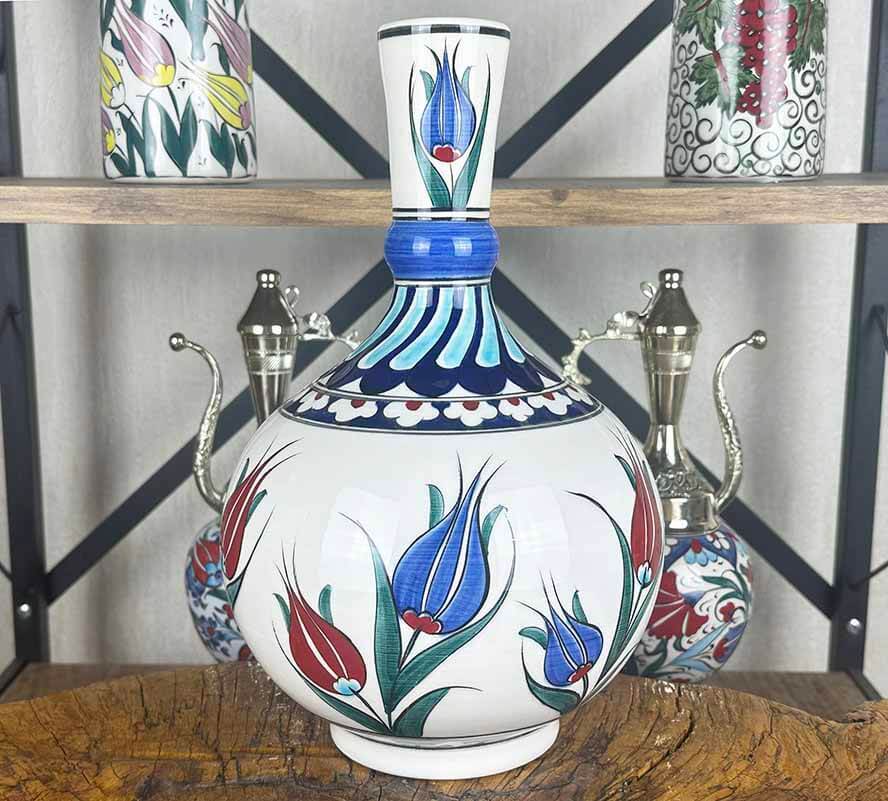 Geleneksel Lale Deseni – İznik Çini Vazo - 1