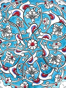 Geleneksel Rumi Motifli Turkuaz 30 cm İznik Çini Tabak - Çini Evi (1)