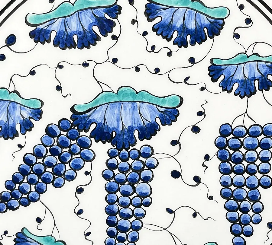 Cobalt Blue Grape Cluster Iznik Ceramic Plate, 30 cm - 3