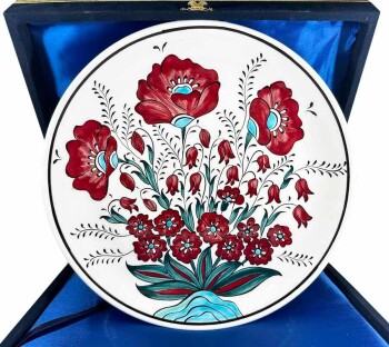Gül Desenli Vip İznik Tabak 25cm - Çini Evi