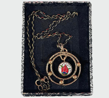Haliç ve Lale Desenli Bronz Kolye Ucu - 2