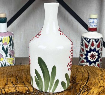 Handgefertigte Olivenölflasche mit Kirschbaummotiv 410 ml - 2
