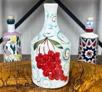 Handgefertigte Olivenölflasche mit Olivenbaummotiv 410 ml - Çini Evi