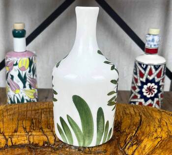 Handgefertigte Olivenölflasche mit Olivenbaummotiv 410 ml - 2