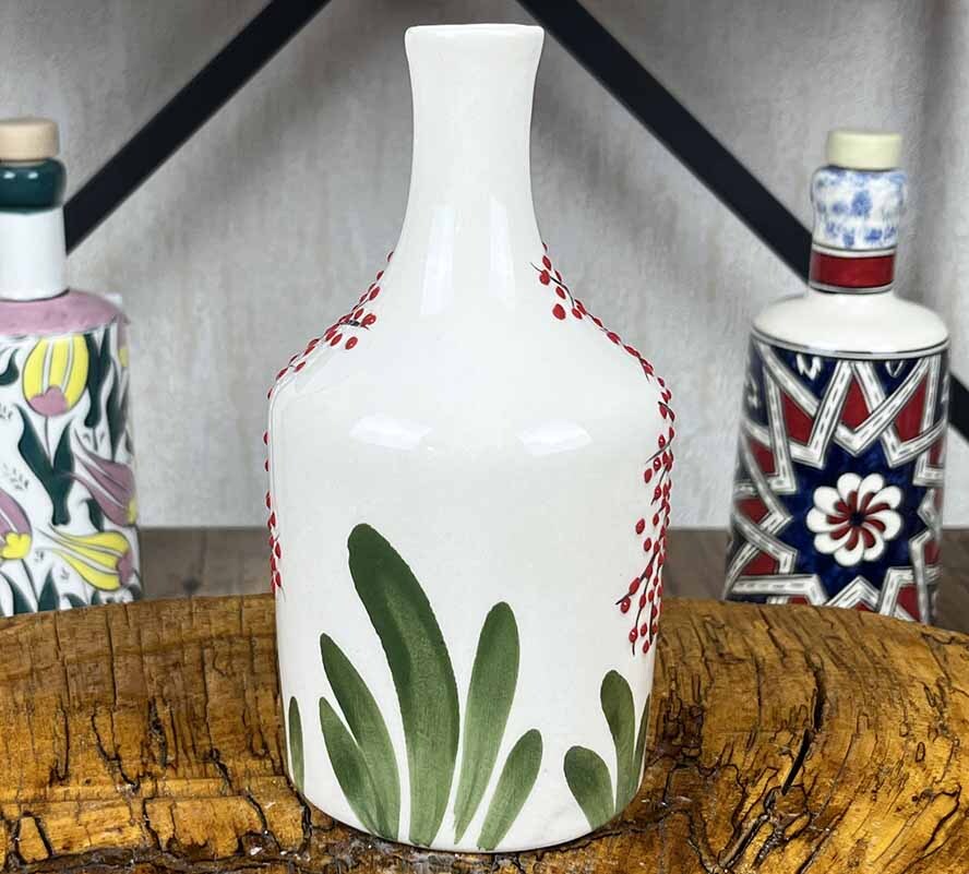 Handmade Cherry Tree Pattern Olive Oil Bottle 410 ml - 2