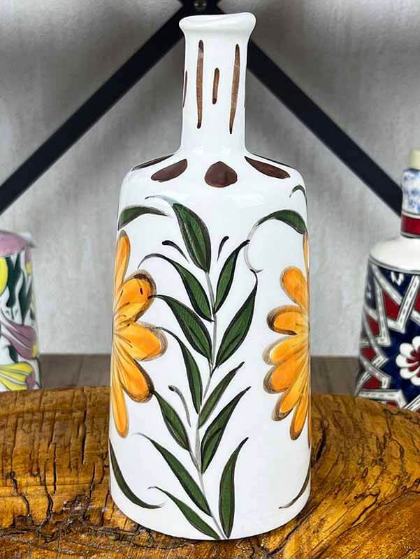 Handmade Sunflower Pattern Iznik Tile Olive Oil Dispenser 550 ml - 2