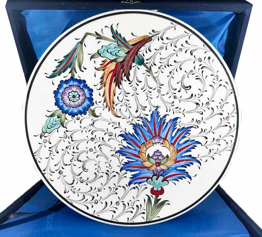 Hatayi Motifli İznik Tabak – Ev ve Ofis Dekoru (25 cm / 9.84 inch) - 1
