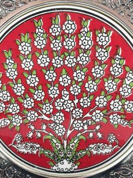 Hayat Ağacı Motifli Gümüş Tabak 25cm - 2