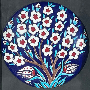 Hayat Ağacı ve Lale Desenli Paspartulu İznik Çini Pano - 2
