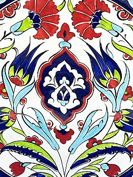 Osmanlı Çiçek Bahçesi Motifli 25 cm İznik Çini Tabak - Kopya - 2