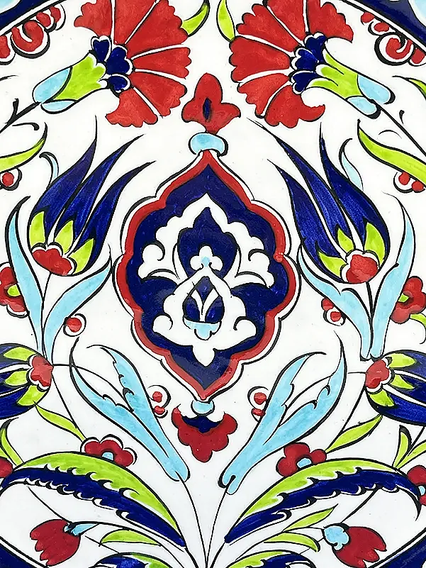 Osmanlı Çiçek Bahçesi Motifli 25 cm İznik Çini Tabak - Kopya - 2