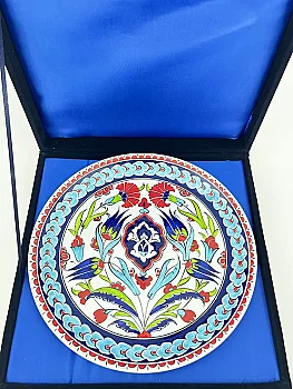 Osmanlı Çiçek Bahçesi Motifli 25 cm İznik Çini Tabak - Kopya - 3