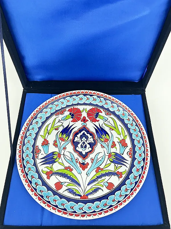 Osmanlı Çiçek Bahçesi Motifli 25 cm İznik Çini Tabak - Kopya - 3