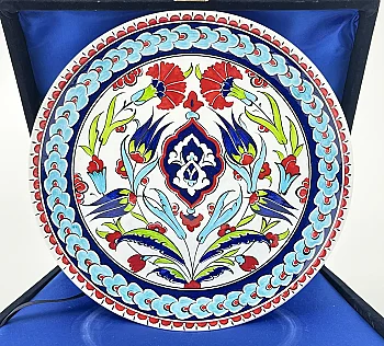 Osmanlı Çiçek Bahçesi Motifli 25 cm İznik Çini Tabak - Kopya - 1