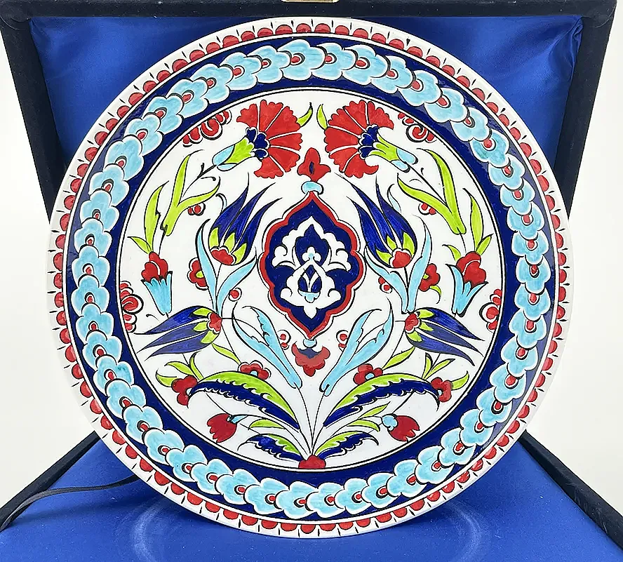 Osmanlı Çiçek Bahçesi Motifli 25 cm İznik Çini Tabak - Kopya - 1