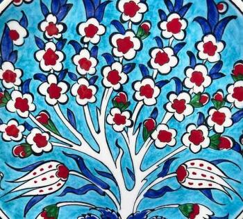 İznik Çini Tabak | Bereket Hediyesi Hayat Ağacı 18 cm - Çini Evi (1)