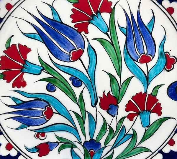 İznik Çini Tabak | Ev Hediyesi Lale Motifli 18 cm - 2