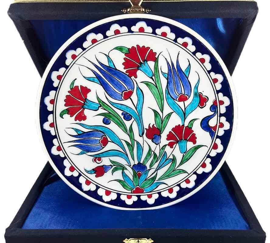 İznik Çini Tabak | Ev Hediyesi Lale Motifli 18 cm - 1