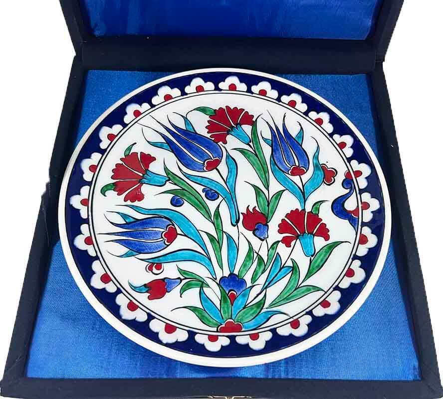 İznik Çini Tabak | Ev Hediyesi Lale Motifli 18 cm - 3